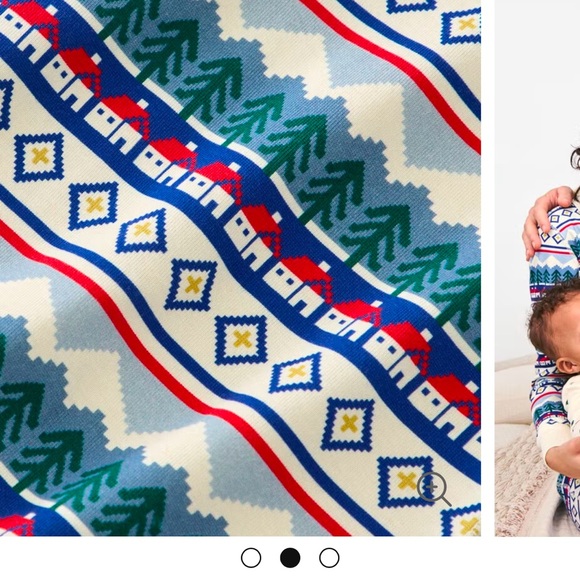 Adult Holiday Long John pajamas top - mountain village - Picture 2 of 4